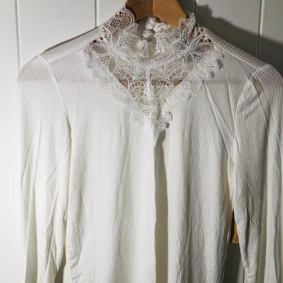 American Rag Womens Illusion Lace Mock Neck Top Small - Picture 6 of 6